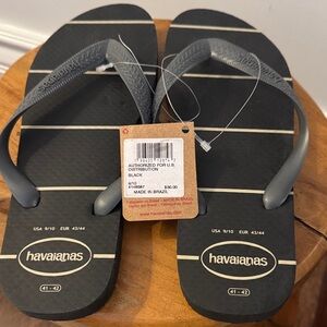 Havaianas Men's Black and Gray Flip Flops
